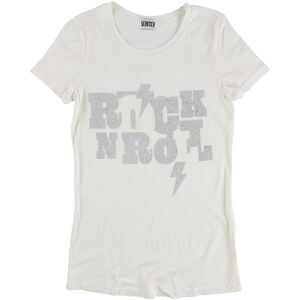Scratch Womens Rock N Roll Graphic T-Shirt, Off-White, NWT
